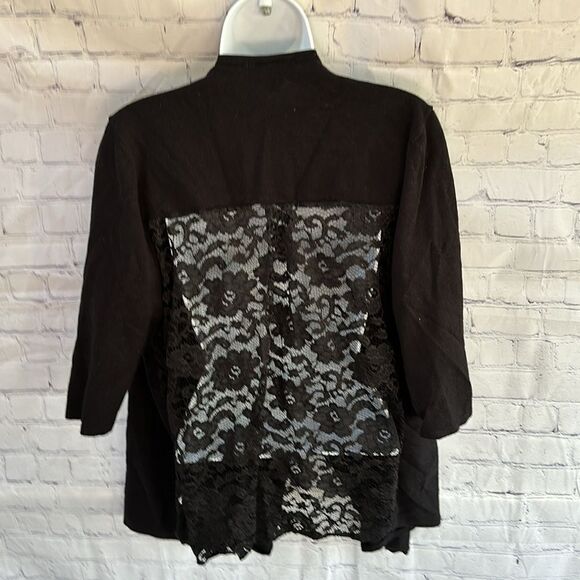 NEW Lane Bryant Black Lace Back Open Front Cardigan Sweater – Size 14/16 (NWT) - Picture 2 of 6